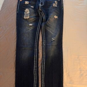 True Religion Dark Blue Distressed Jeans